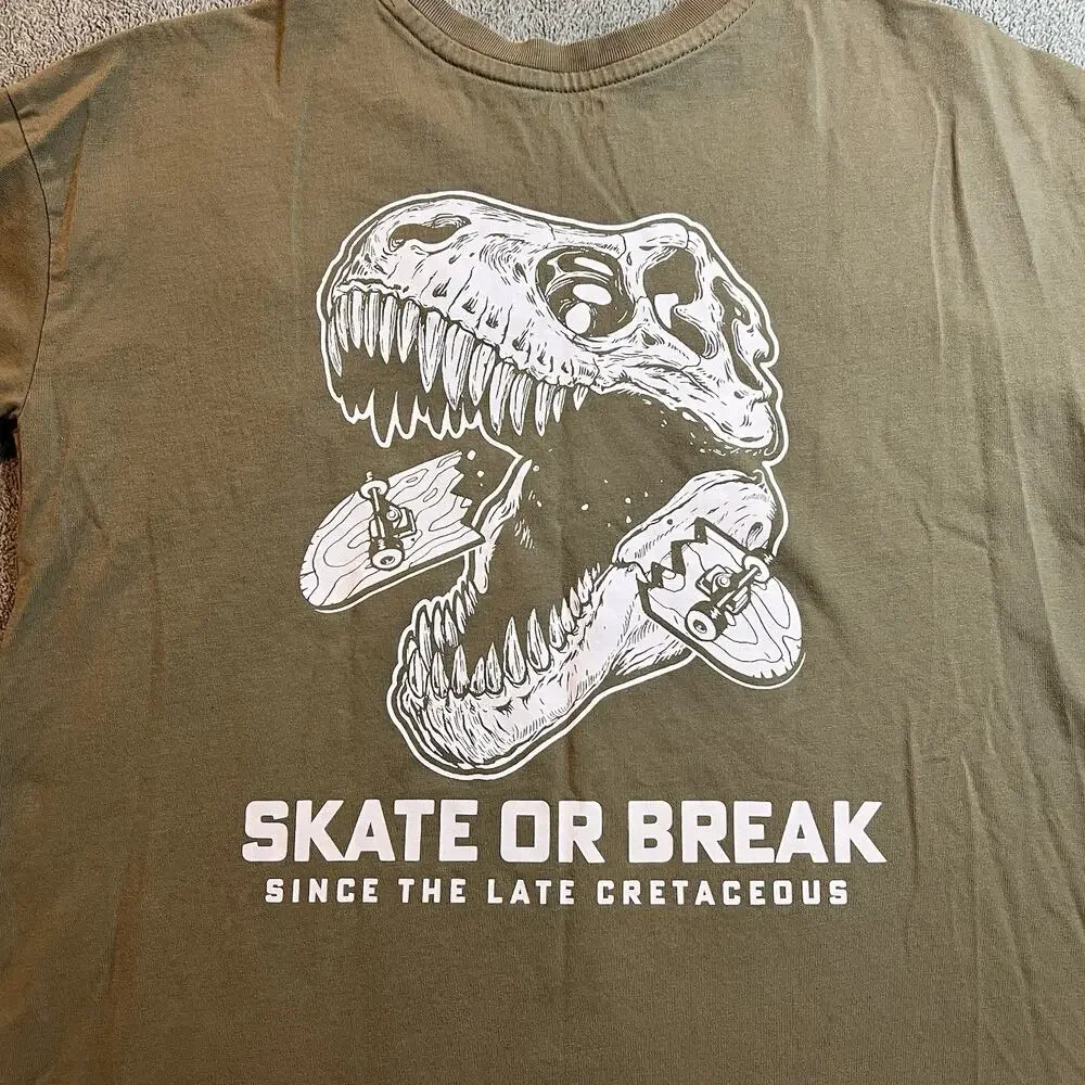 Old Navy Boys L 10-12 Short Sleeve Pocket T-Shirt Navy Green Cotton DinosaurB444